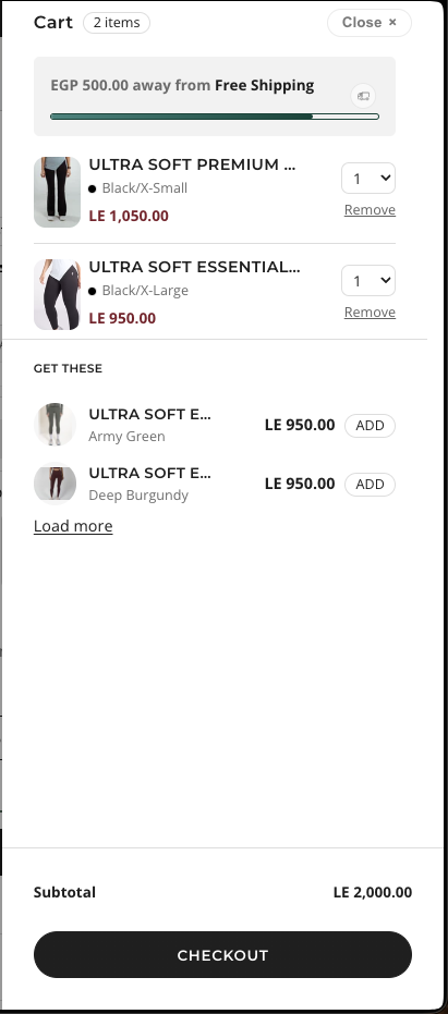 Fit Tribe cart after